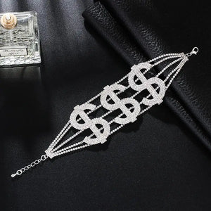 Charming Bride Wedding Crystal Bracelet Rhinestone Dollar Bracelet B306