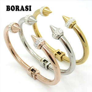 Crystal Stainless Steel Cuff Bracelet for Women