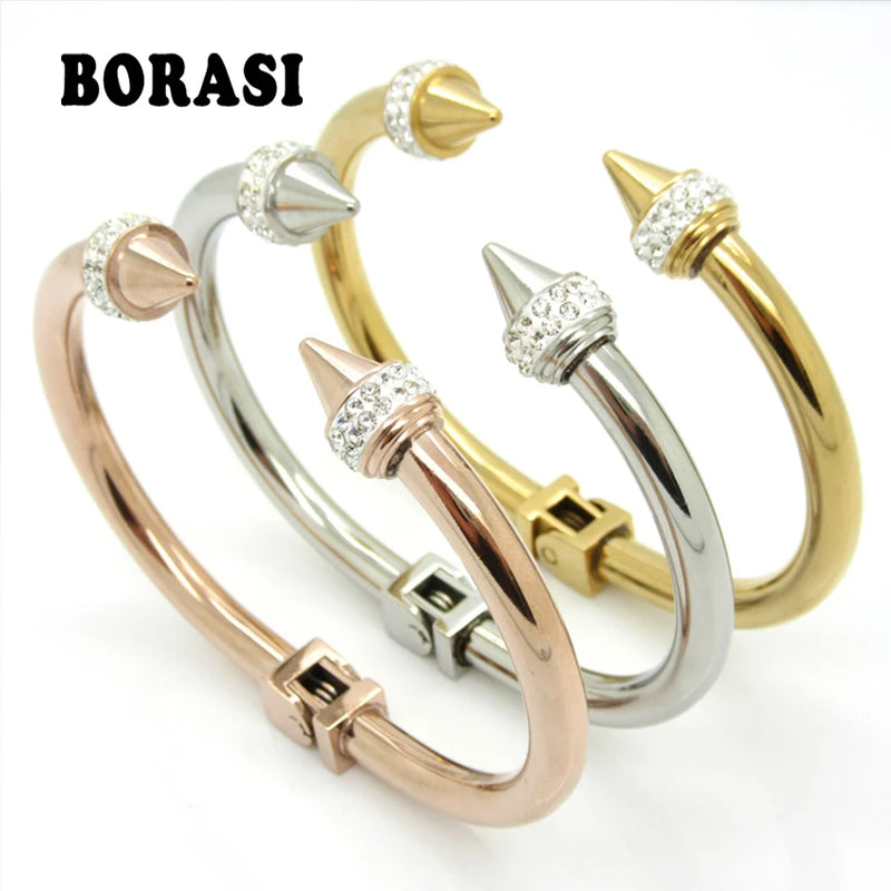 Crystal Stainless Steel Cuff Bracelet for Women