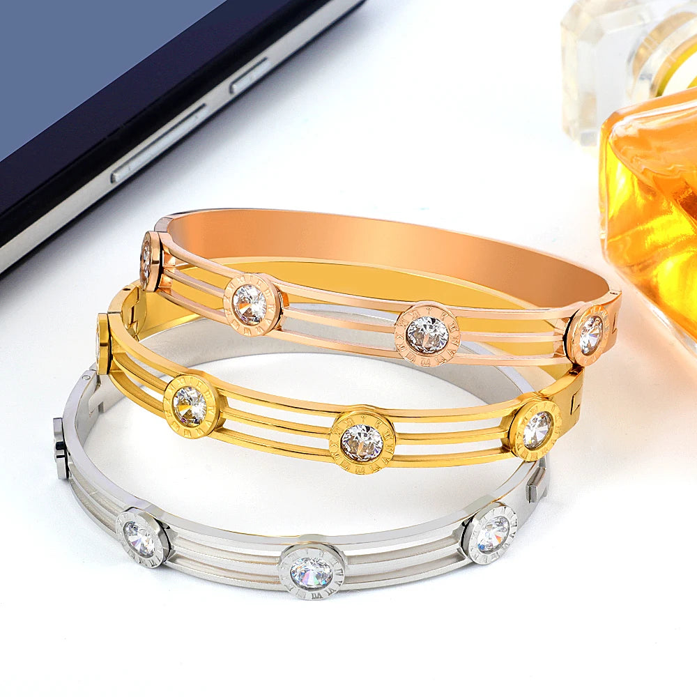 Roman Numeral Bracelet Stone Bangle Wedding Party Jewelry