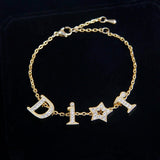 Crystal Letter D Charm Bracelet for Women