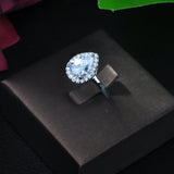 Water Drop CZ Stone Adjustable Open Ring for Women R-10