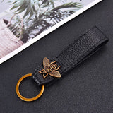 Golden Bee Leather Business Car Keychain for Men