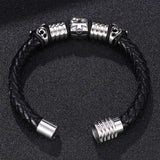 Men Leather Bracelet Stainless Steel Clasp Wristband SP0129