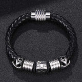 Men Leather Bracelet Stainless Steel Clasp Wristband SP0129