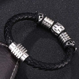 Men Leather Bracelet Stainless Steel Clasp Wristband SP0129