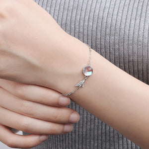925 Silver Mermaid Tail Bracelet Colourful Moonstone Wedding Jewelry
