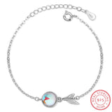 925 Silver Mermaid Tail Bracelet Colourful Moonstone Wedding Jewelry