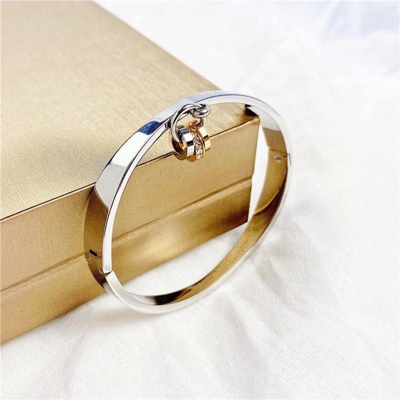 Rhinestone Bangle Roman Numerals Open Cuff Bangles Bracelets