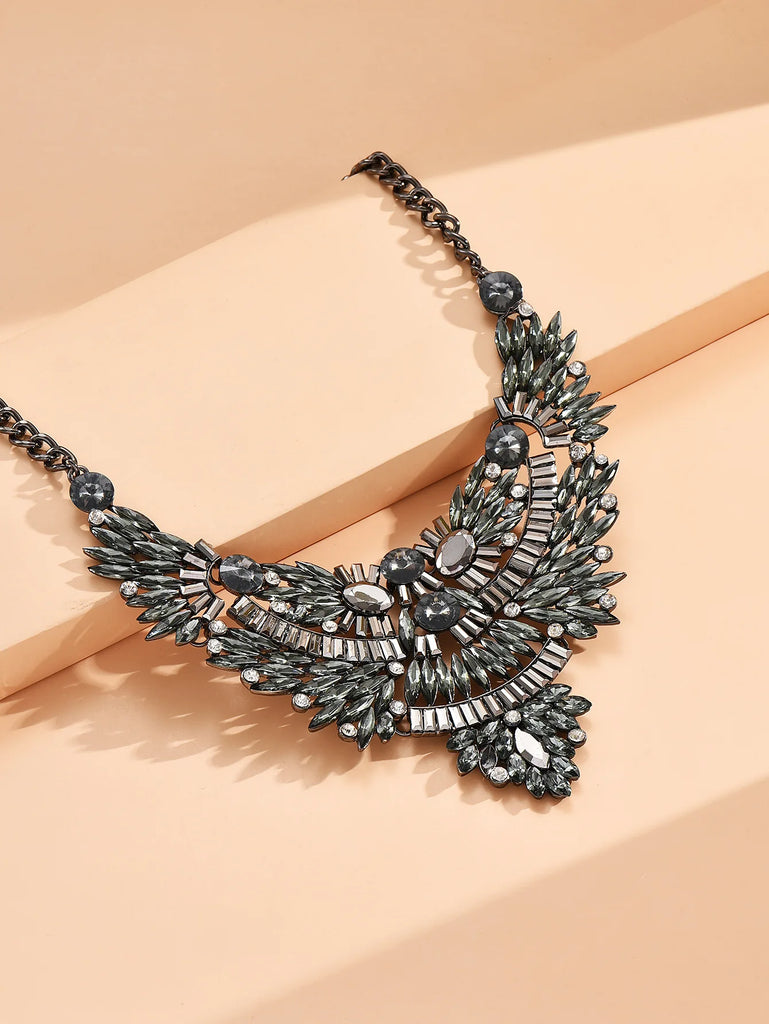 Multicolor Rhinestone Chunky Collar Choker Necklace