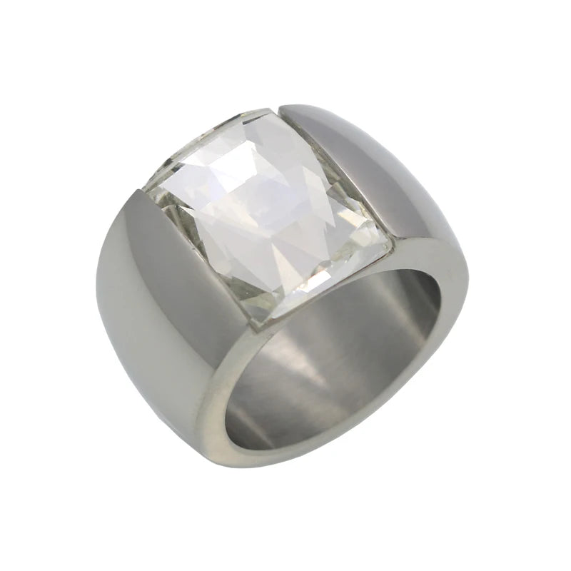 Stainless Steel Ring For Women Austrian Crystal Green Red Stone Ring