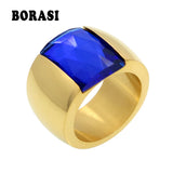 Stainless Steel Ring For Women Austrian Crystal Green Red Stone Ring