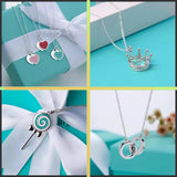 S925 Sterling Silver Heart Necklace Enamel Love Holiday Romantic Gift Jewelry