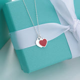 S925 Sterling Silver Heart Necklace Enamel Love Holiday Romantic Gift Jewelry