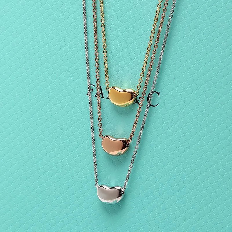 925 Silver Small Beans Pendant Necklace Women Choker
