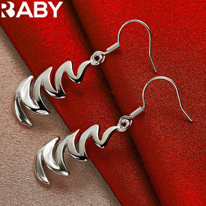 925 Silver Curve Drop Earrings Wedding Party Jewelry Gift