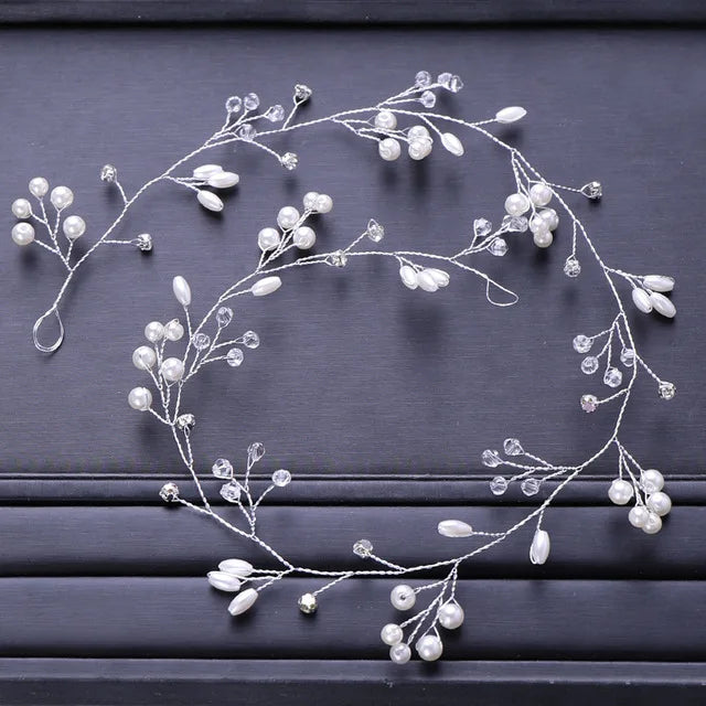 Bridal Hair Rhinestone Headdress Crown Pearl Hairpin