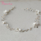Porcelain Flower Wedding Hairbands Vintage Silver Clay Bridal Headbands
