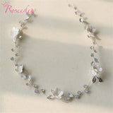 Porcelain Flower Wedding Hairbands Vintage Silver Clay Bridal Headbands