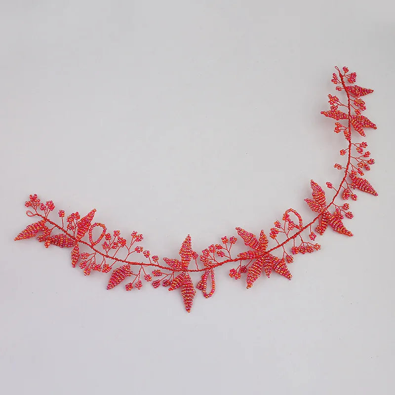 Bride Hair Band Leaves Pearl Wedding Headband Dress Decoration