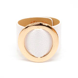 Brindle Wide Circle Leather Bracelet Geometric Metal Wrap Charm Jewelry