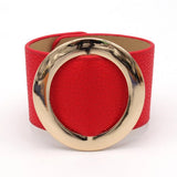 Brindle Wide Circle Leather Bracelet Geometric Metal Wrap Charm Jewelry