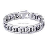 Men's Brushed Cuban Link Bracelet Stainless Steel 15mm