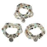 Buddhist Natural Stone Bracelet 108 Beads Necklace All-match for Buddhist Prayer