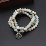 Buddhist Natural Stone Bracelet 108 Beads Necklace All-match for Buddhist Prayer
