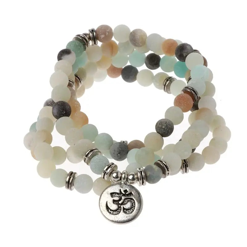 Buddhist Natural Stone Bracelet 108 Beads Necklace All-match for Buddhist Prayer