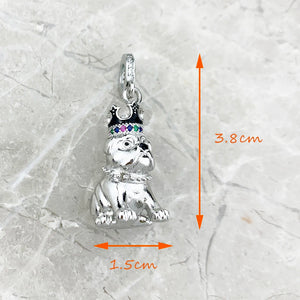 Bulldog Crown Pendant 925 Sterling Silver Fine Jewelry Dog Gift