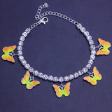 Crystal Butterfly Anklet Women Foot Jewelry Summer Beach Leg Bracelet