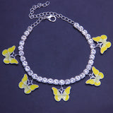 Crystal Butterfly Anklet Women Foot Jewelry Summer Beach Leg Bracelet