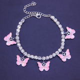 Crystal Butterfly Anklet Women Foot Jewelry Summer Beach Leg Bracelet
