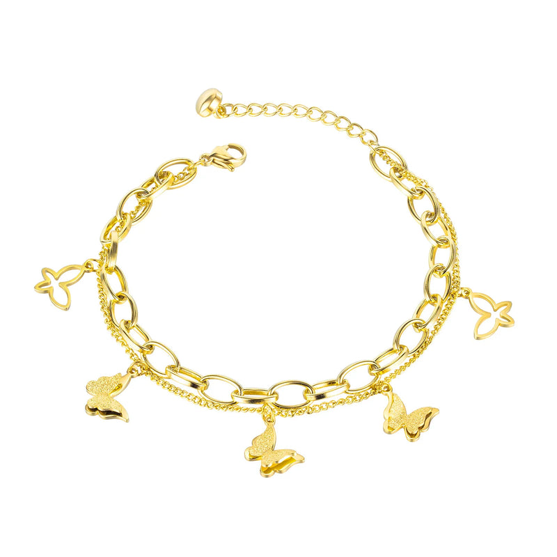 Butterfly Double-Layer Steel Bracelets Gift
