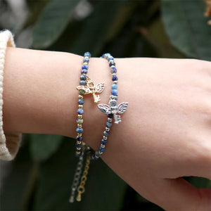 Enamel Butterfly Key Bracelet with Semi Precious Stones