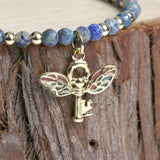Enamel Butterfly Key Bracelet with Semi Precious Stones