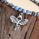 Enamel Butterfly Key Bracelet with Semi Precious Stones