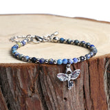 Enamel Butterfly Key Bracelet with Semi Precious Stones