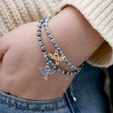 Enamel Butterfly Key Bracelet with Semi Precious Stones