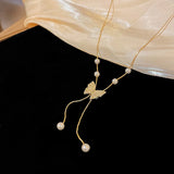 Butterfly Necklace Pearls Clavicle Chain High-End Jewelry