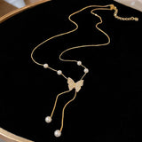 Butterfly Necklace Pearls Clavicle Chain High-End Jewelry