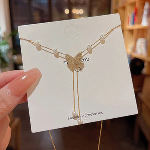 Butterfly Necklace Pearls Clavicle Chain High-End Jewelry