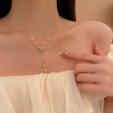Butterfly Necklace Pearls Clavicle Chain High-End Jewelry