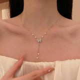 Butterfly Necklace Pearls Clavicle Chain High-End Jewelry