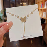Butterfly Necklace Pearls Clavicle Chain High-End Jewelry