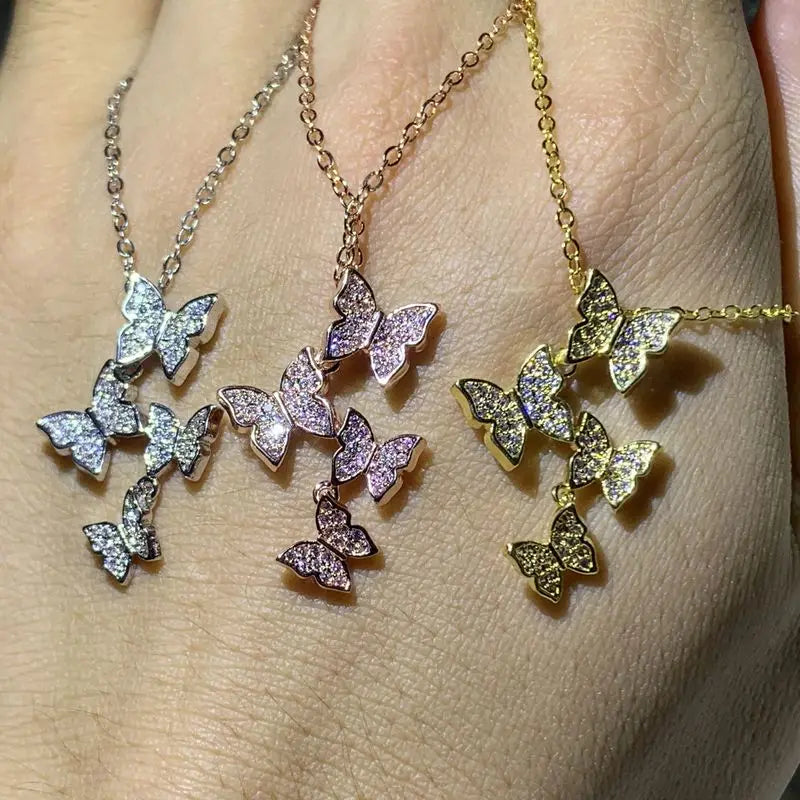 Butterfly Pendant AAAAA zircon cz 925 sterling silver Statement Wedding Pendants