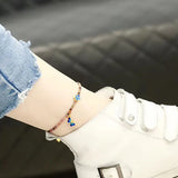 Butterfly Pendant Tourmaline Anklet Bracelet Women Foot Jewelry Beads Charm