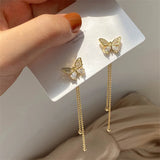 Butterfly Tassel Drop Earrings Vintage Jewelry Wedding Bridal Accessories