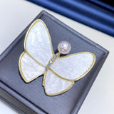 Butterfly Brooch Natural Mother-of-Pearl Freshwater Coat Pin